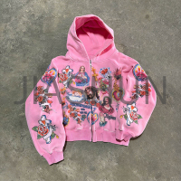 Vintage Stone Washed Cotton Anti-Shrink Zip-Up Hoodie