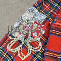 Plaid Flannel Oversized Boxy Button Up Shirt with Embroidery
