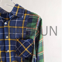 Heavyweight Splicing Plaid Flannel Long Sleeve Button Up Shirt
