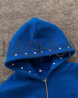 Vintage Wash Terry Knit Oversized Rivet Zip-Up Hoodie Set