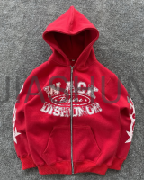 Red Baggy Cropped Sweat Suit with All Print