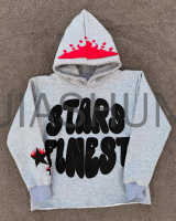 Puff Printed Cotton Canvas Oversized Cropped Boxy Hoodie