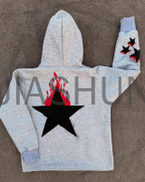 Puff Printed Cotton Canvas Oversized Cropped Boxy Hoodie