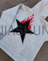 Puff Printed Cotton Canvas Oversized Cropped Boxy Hoodie