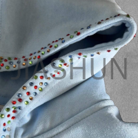 Oversized Sun Faded Acid Wash French Terry Rhinestone Hoodie