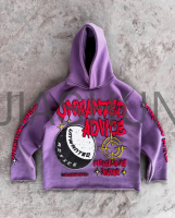 Thermal Cotton Pullover Hoodie Pants Set with Puff Printing