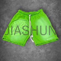 Acid Wash Distressed Midweight Cotton Straight Shorts with Print