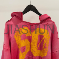 Distressed Oversized French Terry Hoodie Screen Print