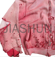 Distressed Acid Wash French Terry Cotton Zip-Up Hoodie