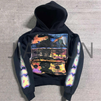 500 gsm Heavyweight Vintage Washed Hoodie with DTG Print