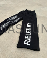 Mid-Waist Cotton Flared Sweatpants with Print Logo