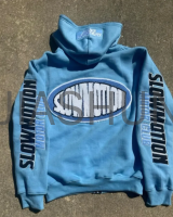 Washed Oversized Baggy Zip Hoodie with 3D Embroidery Patch