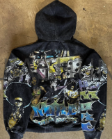 500 gsm Black Acid Wash Oversized Distressed Hoodie