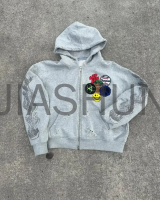 Distressed Washed Oversized Zip-Up Hoodie Sweatpants Set