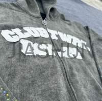 Vintage Oversized Zip-Up Hoodie with Print
