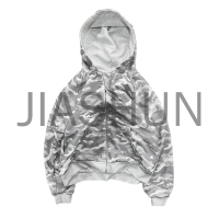 Vintage Camo Distressed Oversize Reversible Zip-Up Hoodie