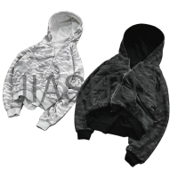 Vintage Camo Distressed Oversize Reversible Zip-Up Hoodie