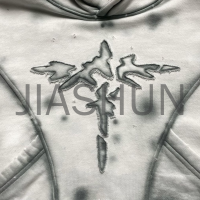 Sun-Faded Double Layer Stitched Ripped Acid Wash Cotton Hoodie
