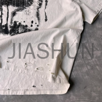 Vintage Wash Distressed Oversized Cropped T-Shirt with Graphic Print