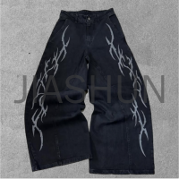 Heavyweight Sun Faded Oversized Jeans with Logo Screen Print