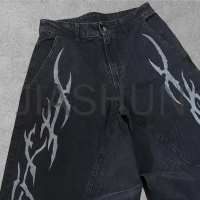Heavyweight Sun Faded Oversized Jeans with Logo Screen Print