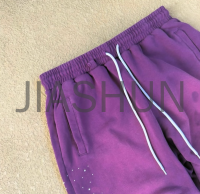 Acid Wash Straight Wide Leg Rhinestone Sweatpants