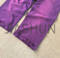 Acid Wash Straight Wide Leg Rhinestone Sweatpants