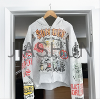 400 gsm French Terry Baggy Graphic Zipper Hoodie