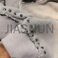 Vintage Wash Sun-Faded Distressed Oversized Rhinestone Hoodie
