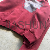 Vintage Wash Distressed Heavyweight Hoodie with Digital Print