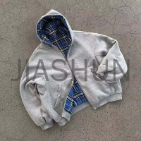 Heavyweight Flannel Boxy Fit Reversible Double Zipper Hoodie