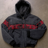 Washed Cropped Boxy Hoodie with Drawstring and Double Layer Quilted