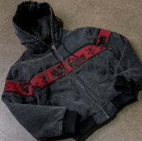 Washed Cropped Boxy Hoodie with Drawstring and Double Layer Quilted