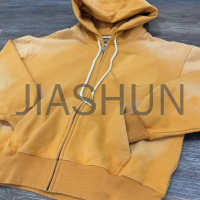 Washed Distressed Oversized Cotton Zip-Up Hoodie with Print