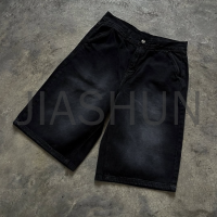 Vintage Wash Denim Shorts with Rhinestones