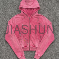 Loose Y2K Rhinestone Zip-up Hoodie