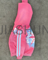 Sun-Fade Vintage Washed Drop Shoulder Zip Hoodie with Graphic Print