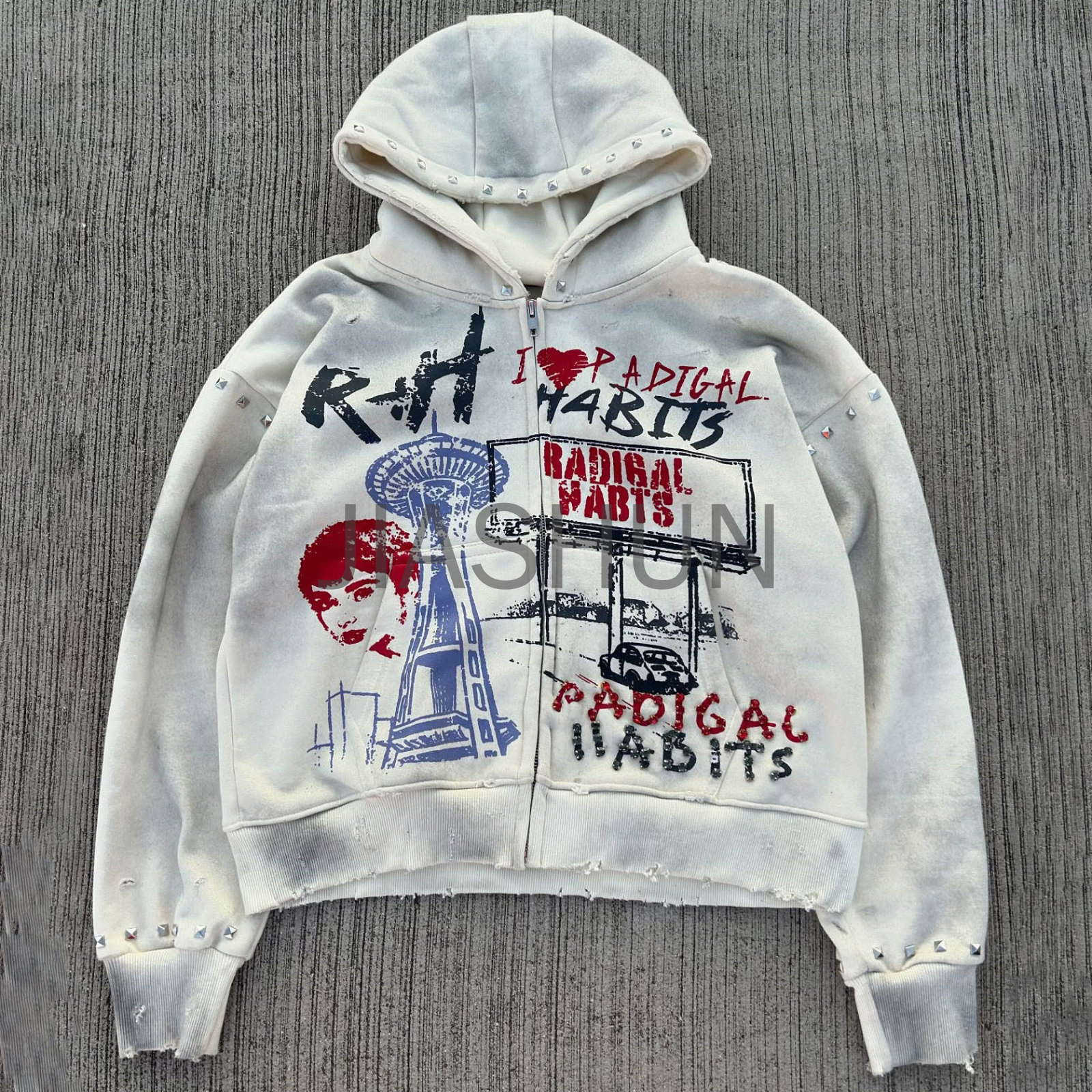 Custom Oversized Vintage Hoodie · Vintage wash · Screen print