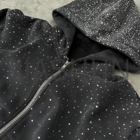 Full Rhinestone Heavyweight Zip-Up Hoodie