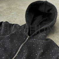 Full Rhinestone Heavyweight Zip-Up Hoodie