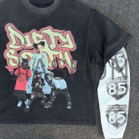 100% Cotton Heavyweight Double Layer L/S T-shirt with Graphic Print