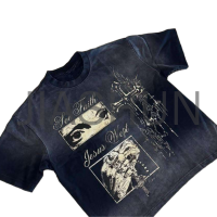 100% Cotton Acid Wash Boxy Logo Print T-Shirt