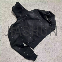 Acid Washed Hoodie with Rhinestones