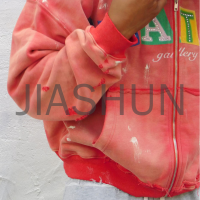 French Terry Plaid Patchwork Color Block Zip-Up Hoodie