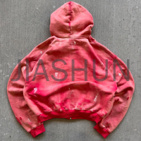 French Terry Plaid Patchwork Color Block Zip-Up Hoodie