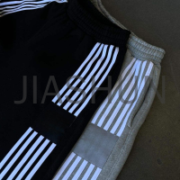 Baggy Cotton Sweatpants with Striped Side