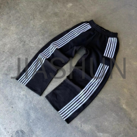 Baggy Cotton Sweatpants with Striped Side