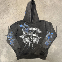 Y2K Washed Cotton Printed Hoodie