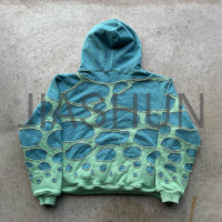Vintage Distressed Ripped Boxy Cropped Embroidery Patch Hoodie
