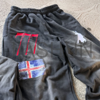 Sun Faded Terry Zip Up Straight Leg Tracksuit Set with Embroidery